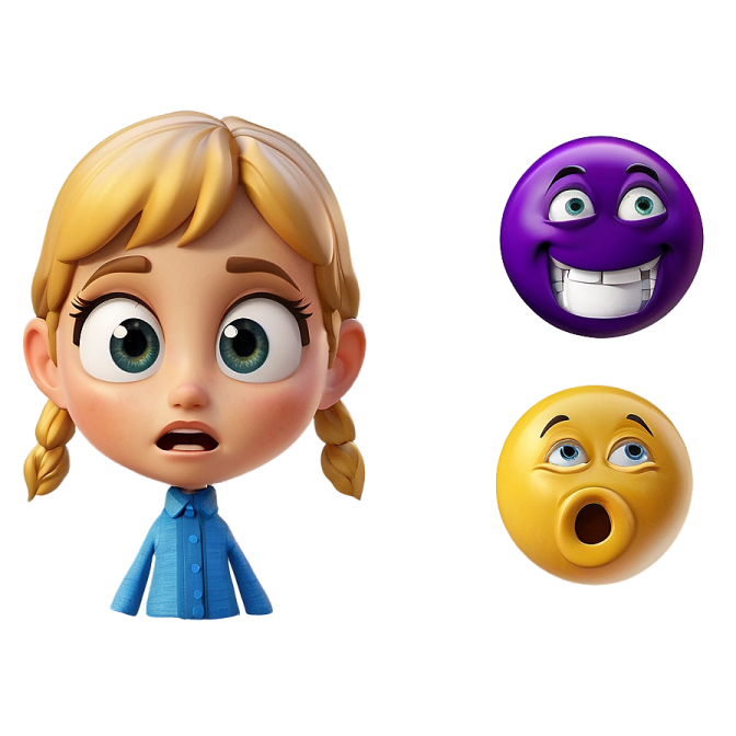 a cartoon character with four different expressions