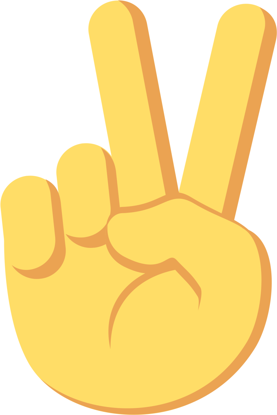 a yellow peace sign with two fingers
