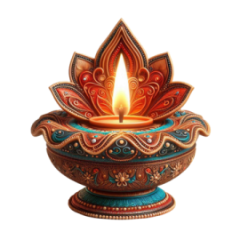 an oil lamp with a lit candle in it