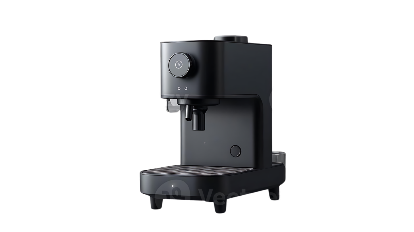a black coffee machine on a white background