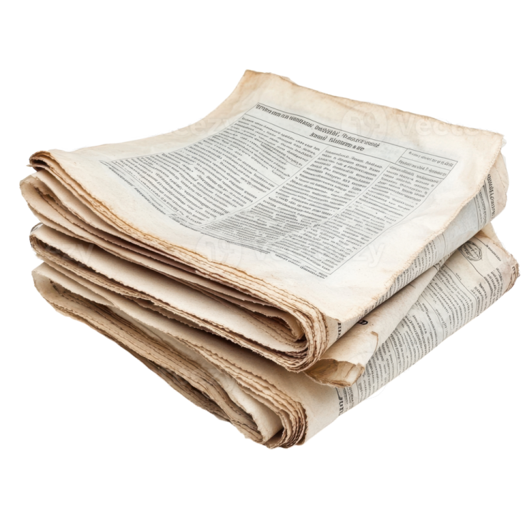 a stack of newspapers on a white background