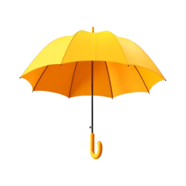 a yellow umbrella on a white background