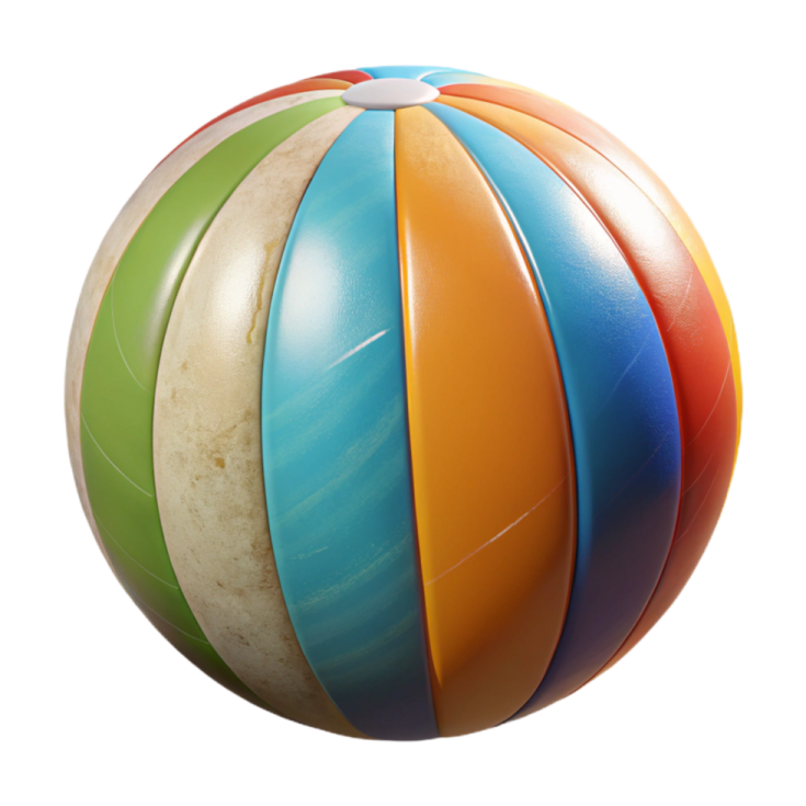 a colorful beach ball on a white background