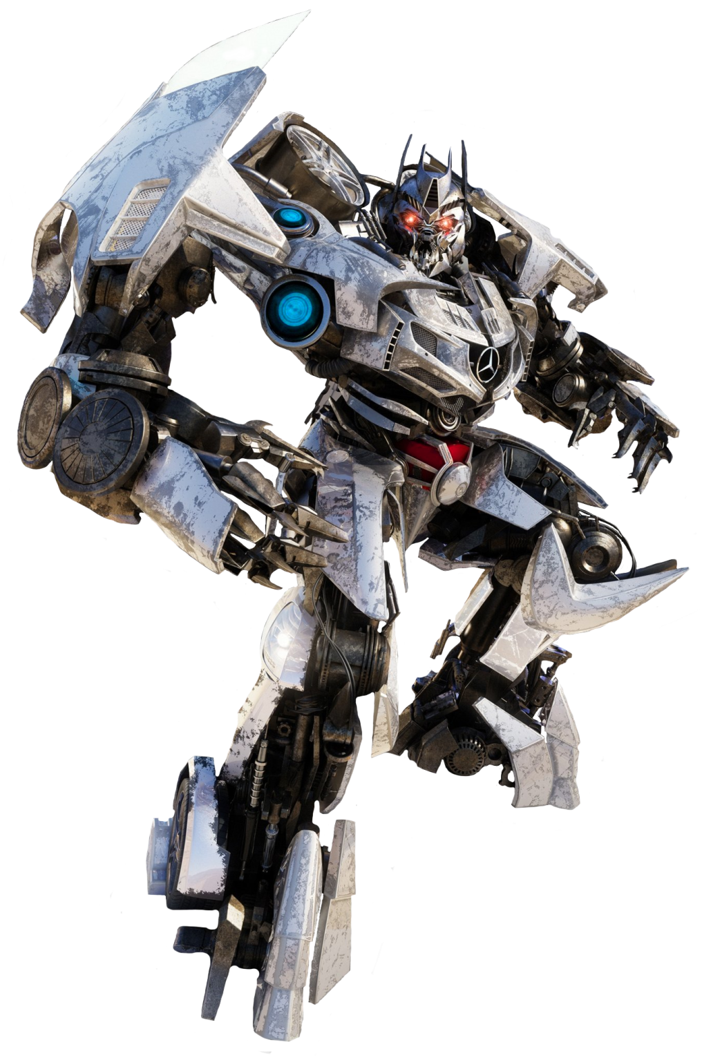 a robot that is standing up in the air