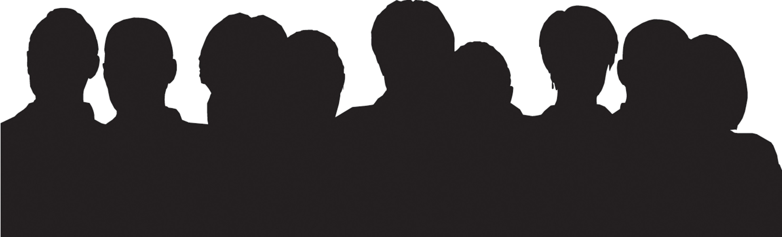 a group of people silhouetted against a white background