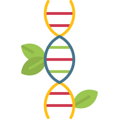 a dna with two strands and leaves on it