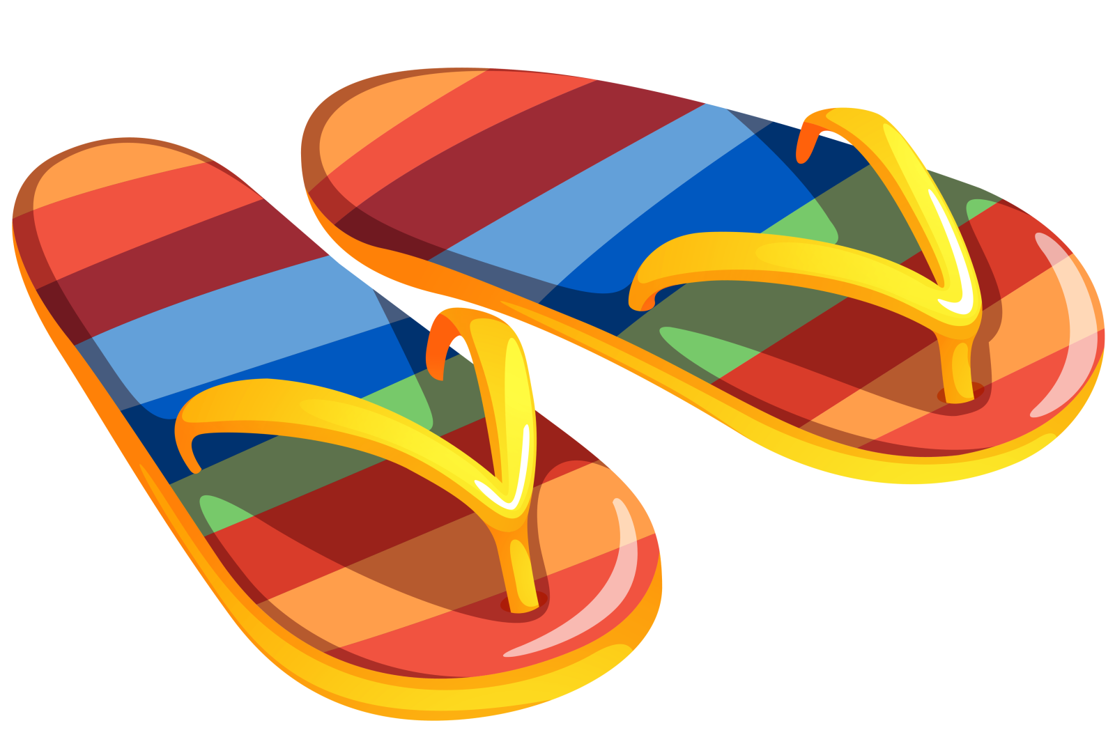 a pair of colorful flip flops