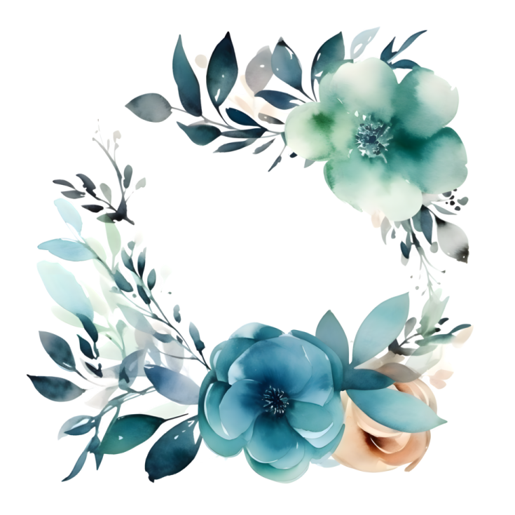 a watercolor floral wreath on a white background
