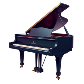 a black piano on a white background