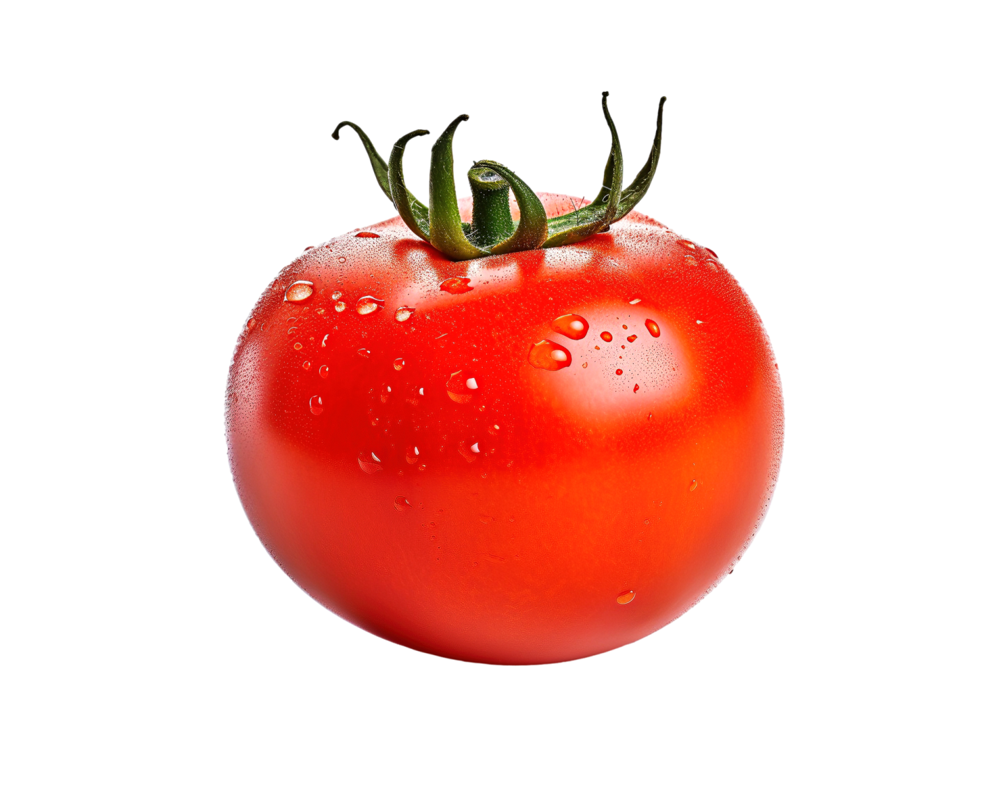 a red tomato with water droplets on it