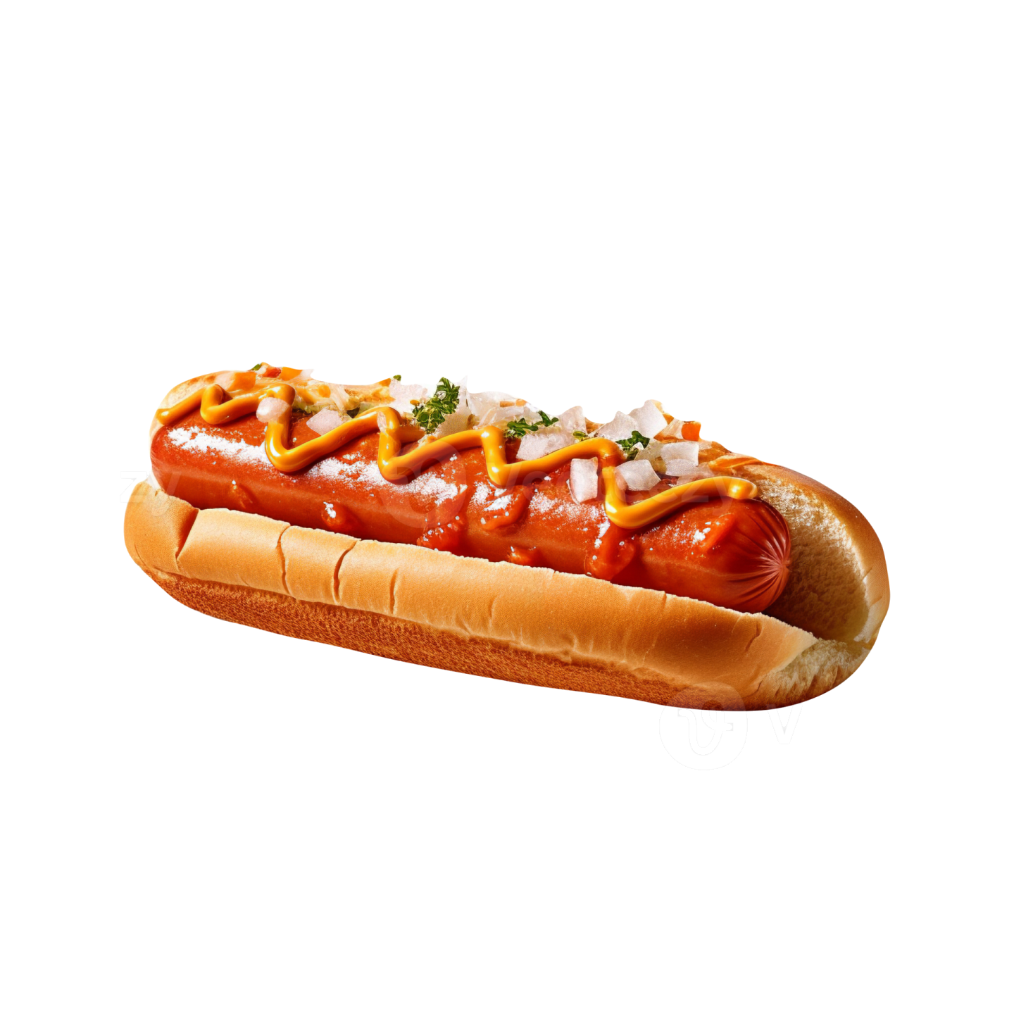 a hot dog on a white background