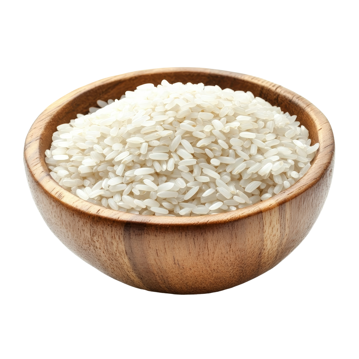 white rice in a wooden bowl