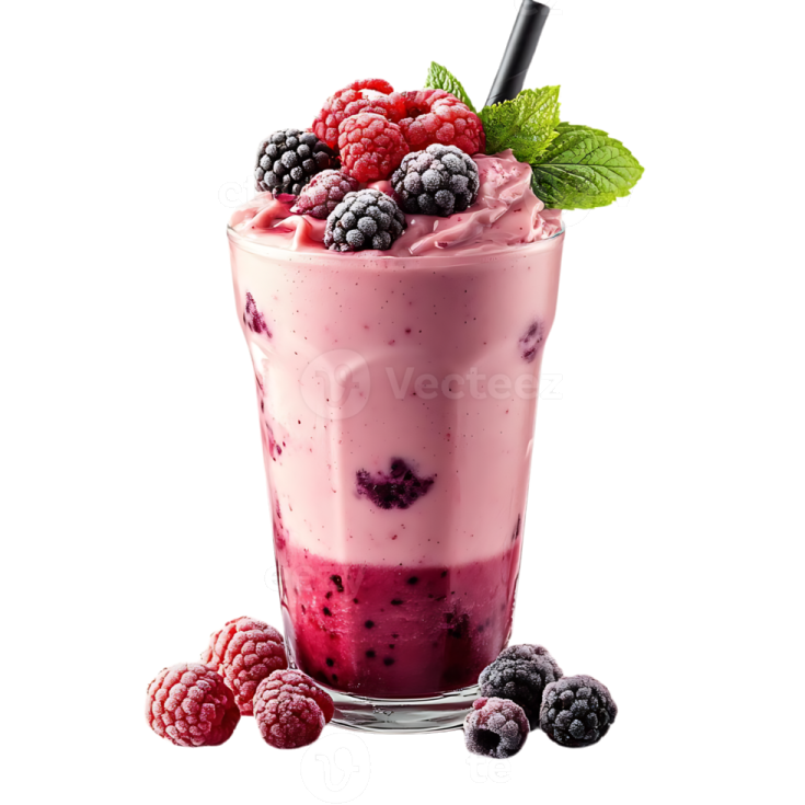 a glass filled with fruit and berries