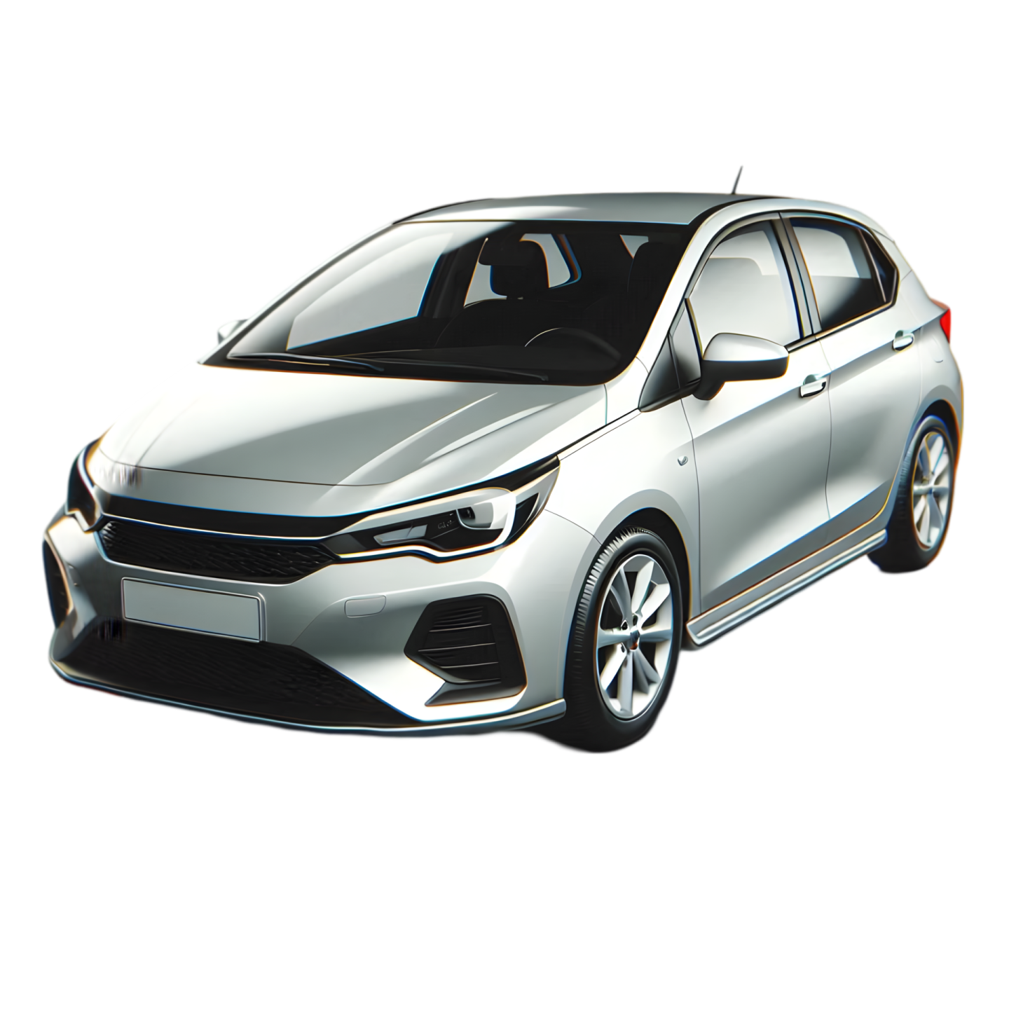 a white car with black stripes on it