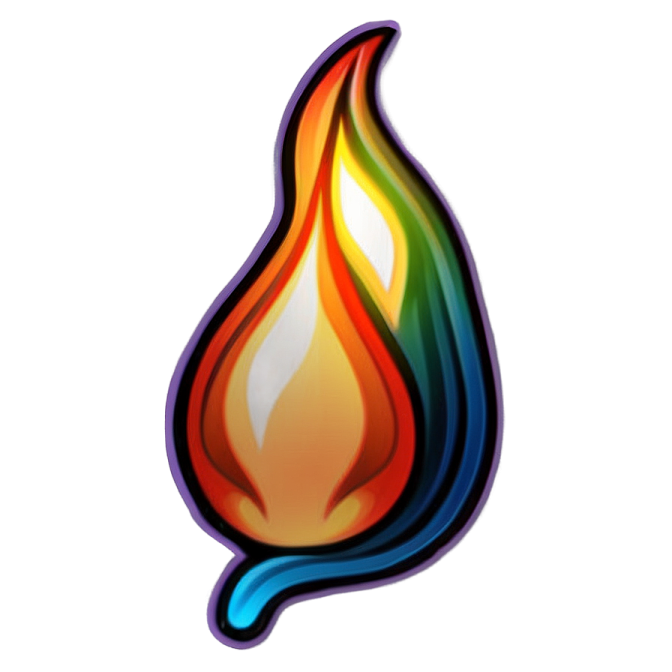 a colorful flame on white background