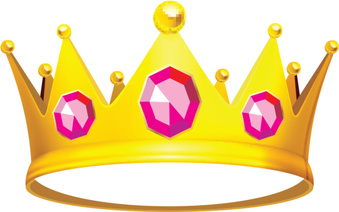 a gold crown with pink jewels on it