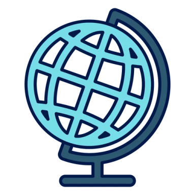 a blue and white globe on a stand