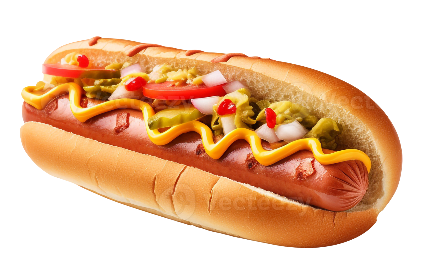 a hot dog on a white background
