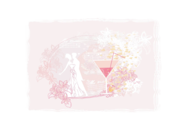 a pink cocktail with flowers on the side