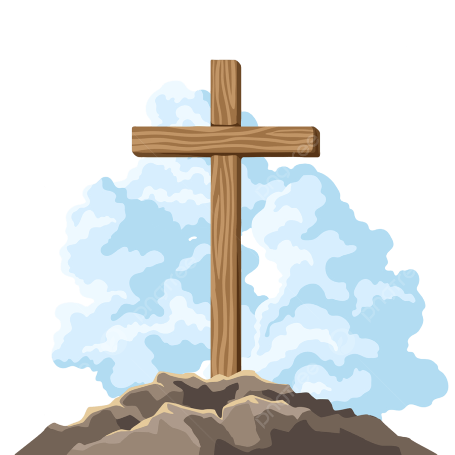 a wooden cross on top of a mountain