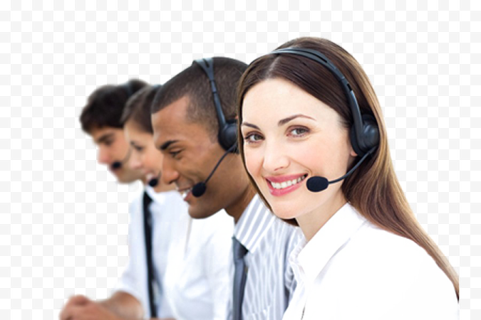 a woman wearing a headset and smiling at the camera