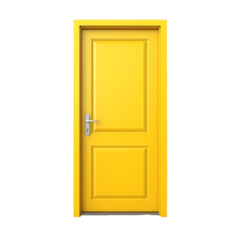 a yellow door on a white background