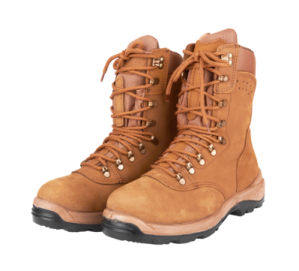 a pair of brown leather hiking boots