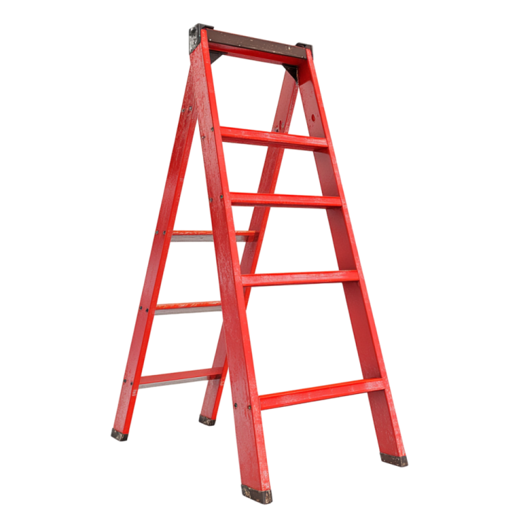 a red ladder on a white background