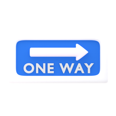 one way sign on a white background