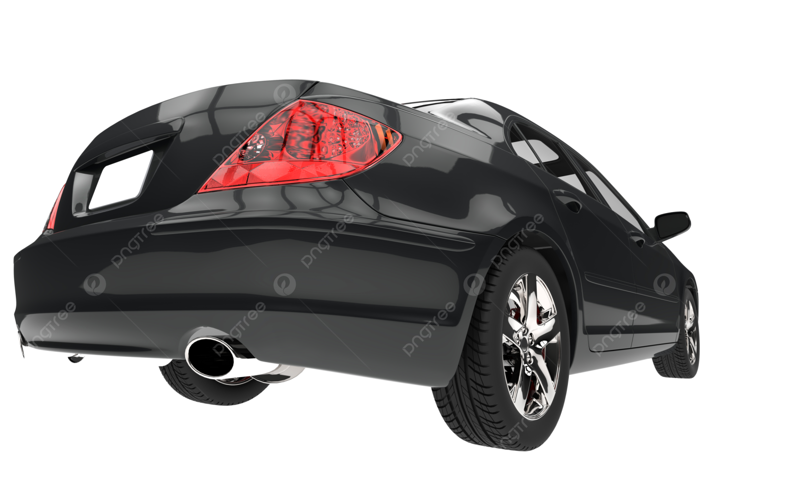 the rear view of a black sports car