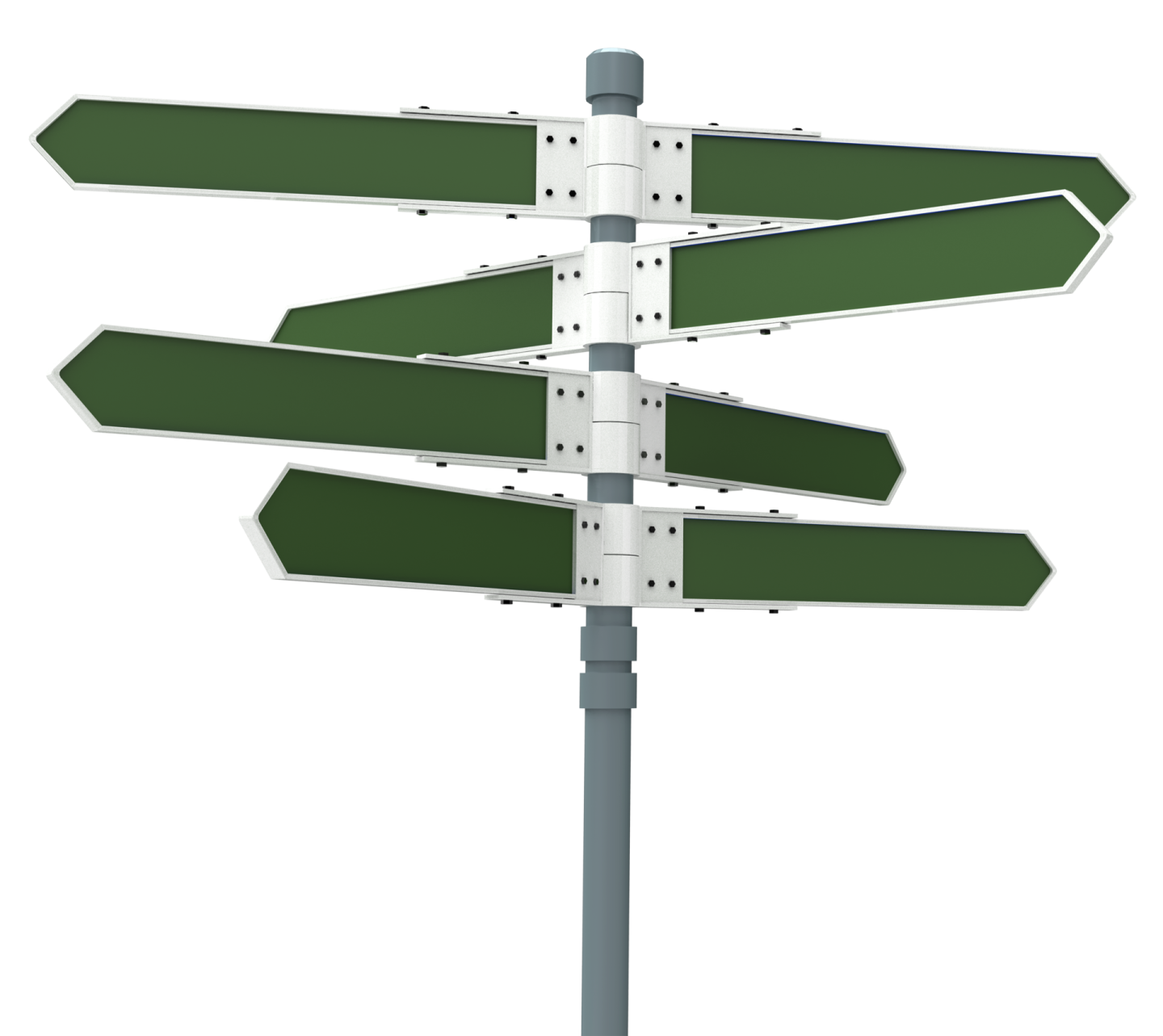 a street sign with three arrows pointing in different directions