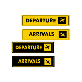 a yellow and black sign that says departure, departure and departure