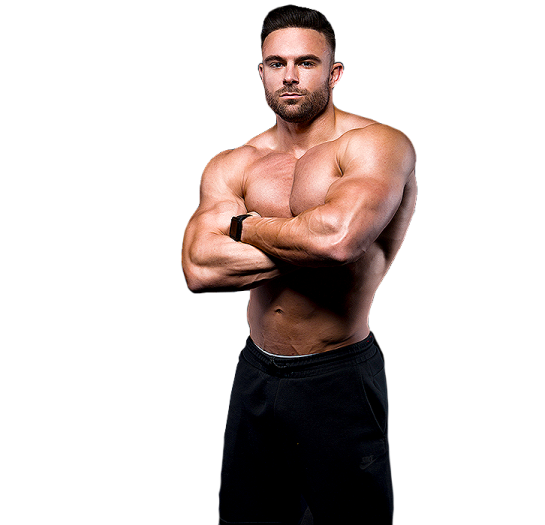 a shirtless man posing for the camera