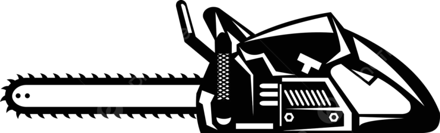 a black and white image of a chainsaw