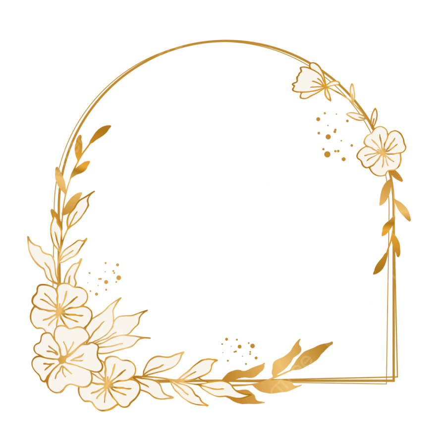 a gold frame with flowers and leaves