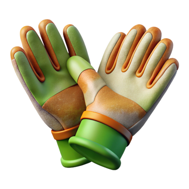 a pair of gardening gloves on a white background