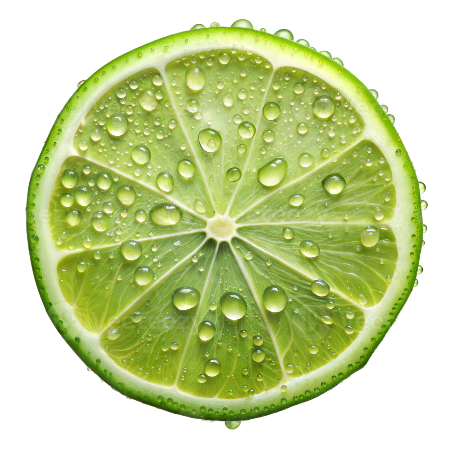 a slice of lime with water droplets