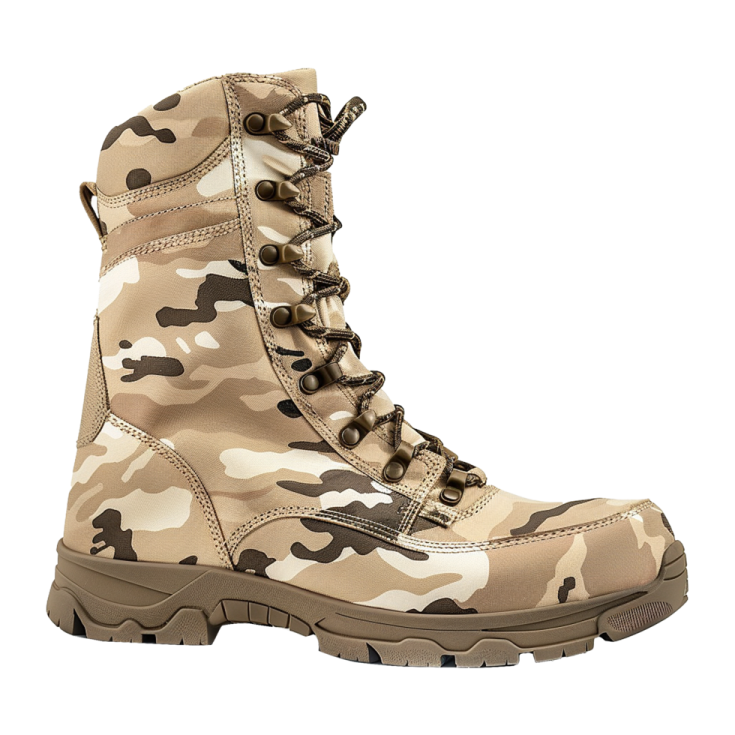 a pair of military boots on a white background