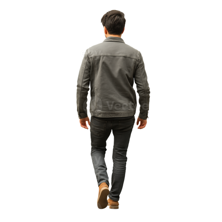 a man walking towards the camera with his back to the camera