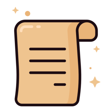 a piece of paper with a scroll on it