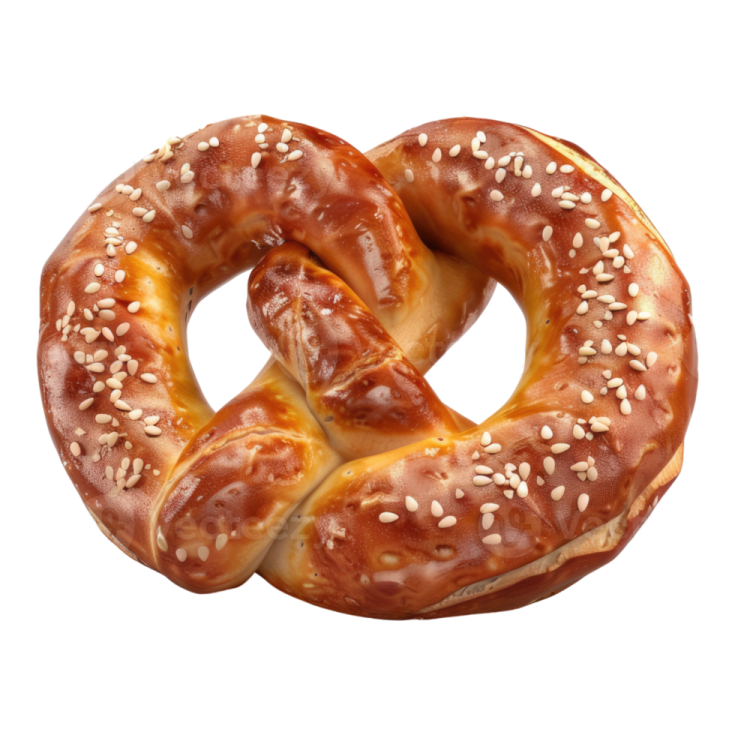 a close up of two pretzes with sesame seeds