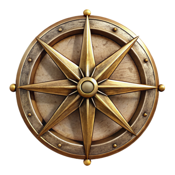 a brass compass on a white background