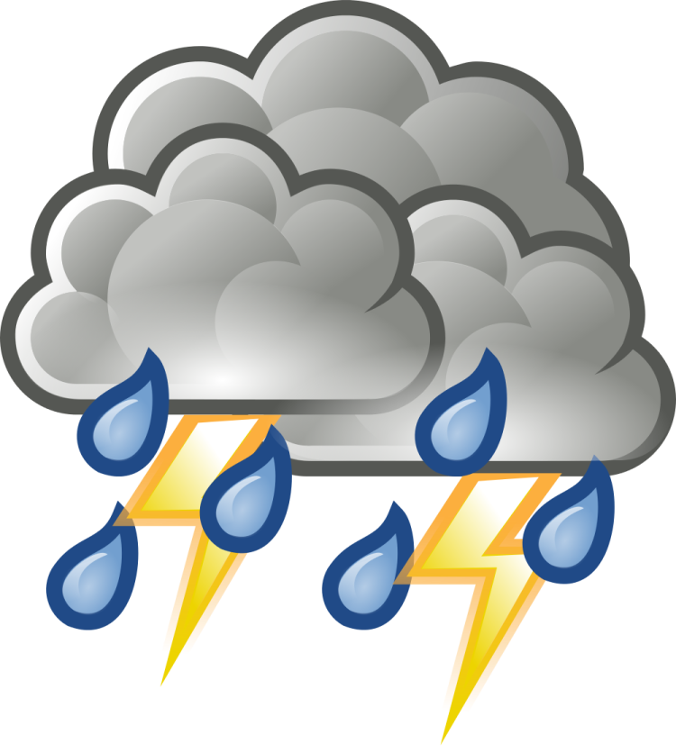 a cloud with two lightnings in it