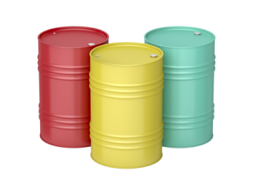 three barrels with different colors