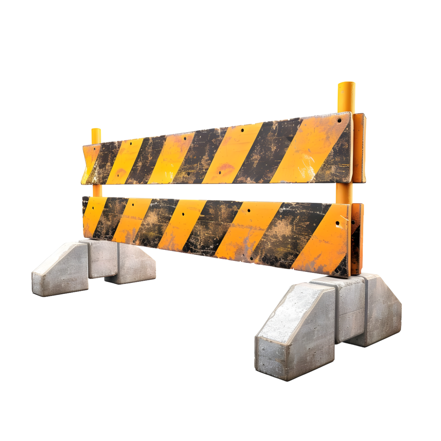 a yellow and black barrier on a white background