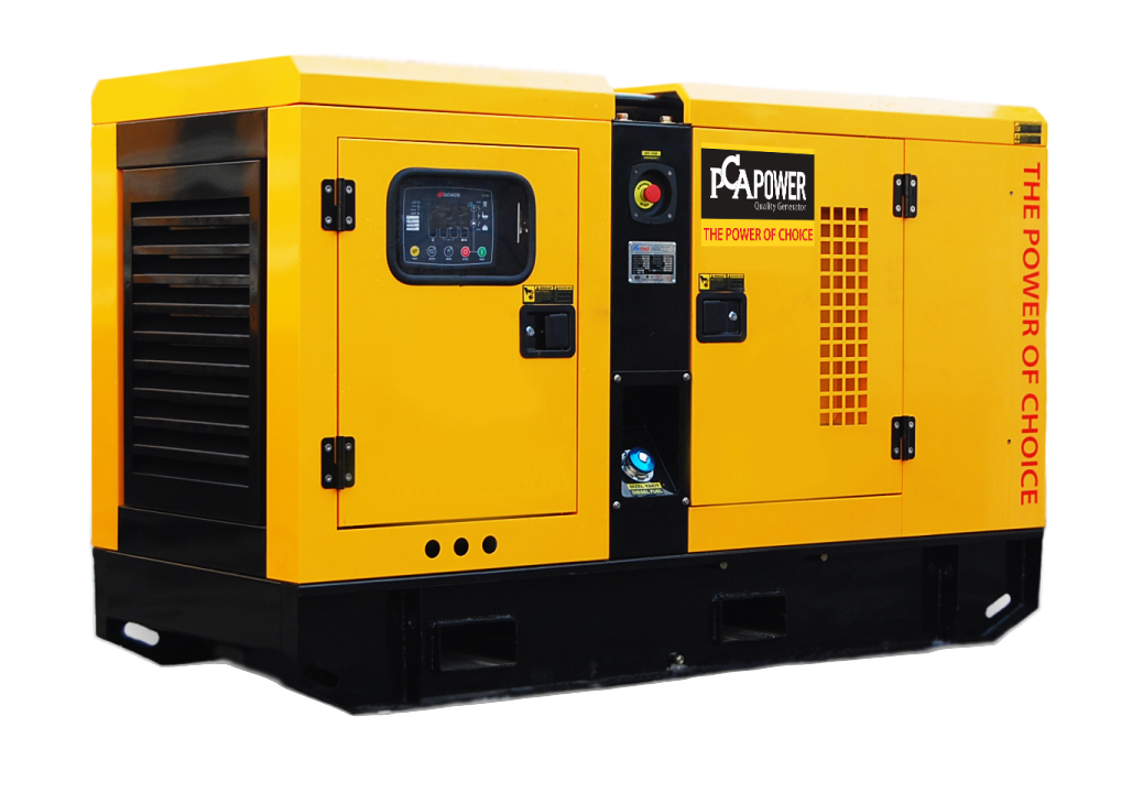 a yellow and black generator on a white background