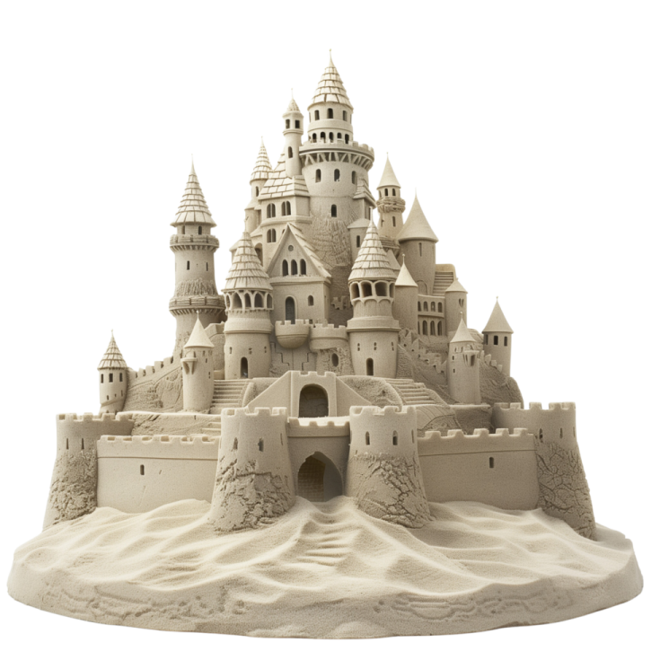 a sand castle on a white background