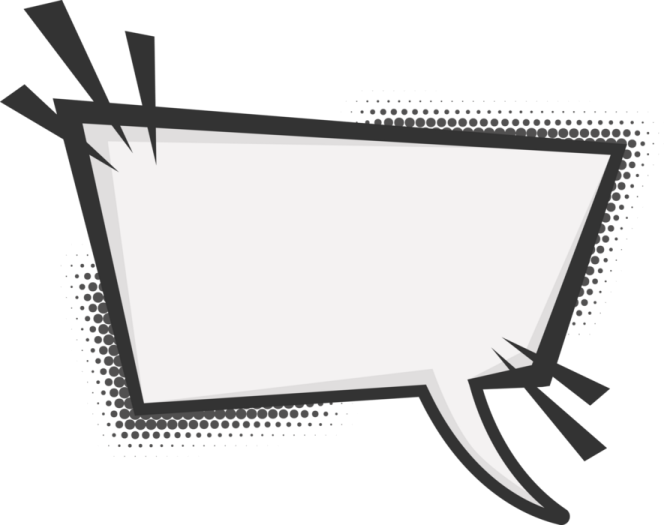 a black and white speech bubble