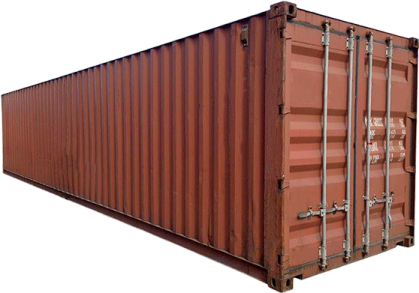 a red shipping container on a white background