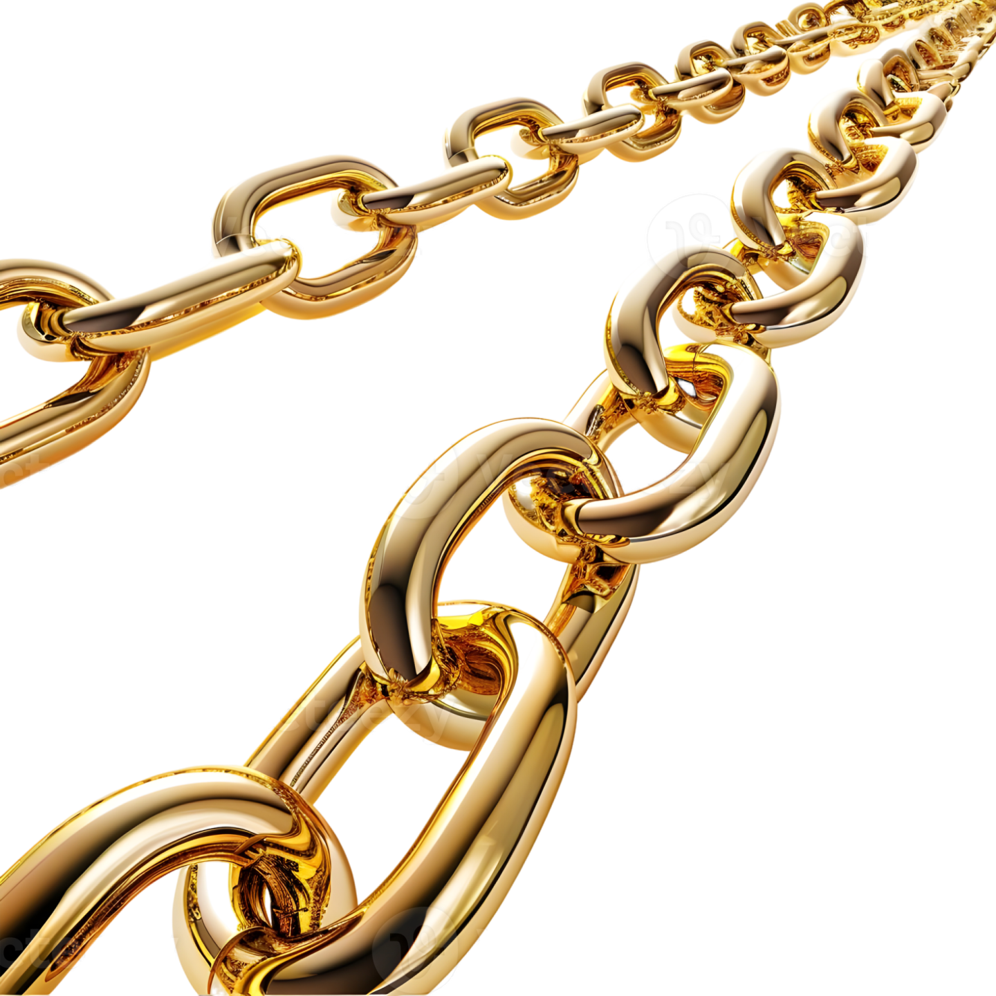 a gold chain on a white background